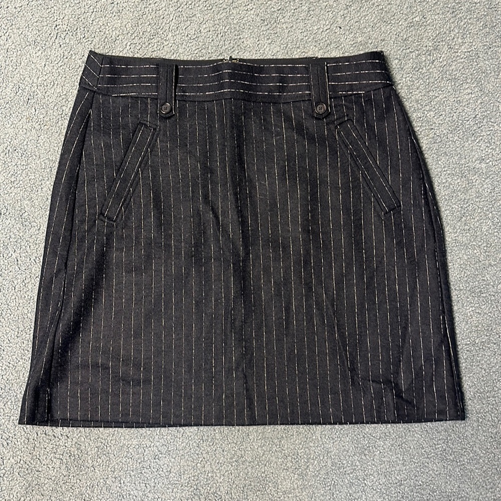 Loft charcoal gray pinstriped skirt. Size 12P. Brand new with tags.